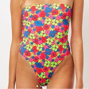Frankie’s Bikinis Stella One Piece Strapless Groovy Print
